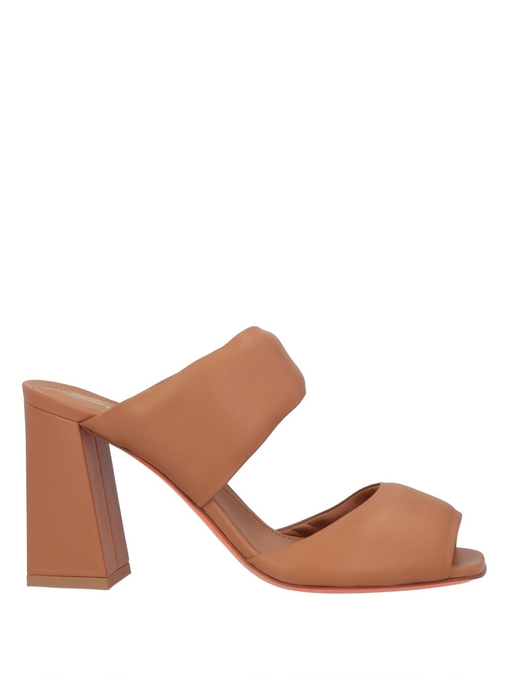 Santoni Cognac Leather Heeled Mules